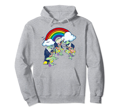 Funny Frogs Guitar Banjo Rainbow Hoodie - Fun Novelty Design for Adults - T-Shirt, Sweatshirt, Hoodie