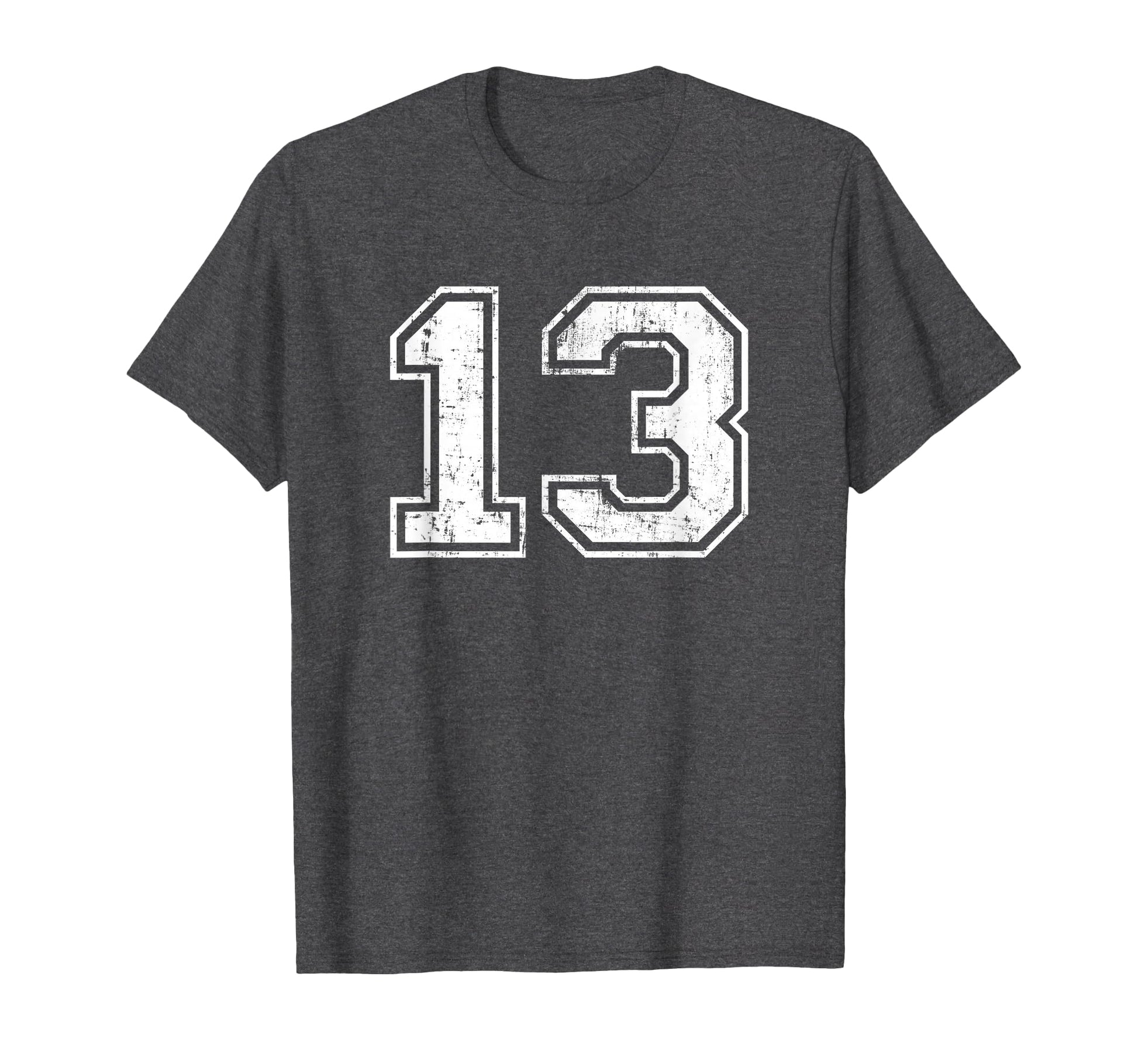 Number 13 Varsity Distressed Sports T-Shirt - Unique Graphic Men Women - T-Shirt, Sweatshirt, Hoodie