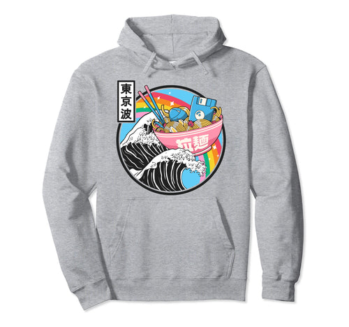 Digital Ramen Bowl Kanagawa Wave Hoodie - Casual Everyday Wear Unisex - T-Shirt, Sweatshirt, Hoodie