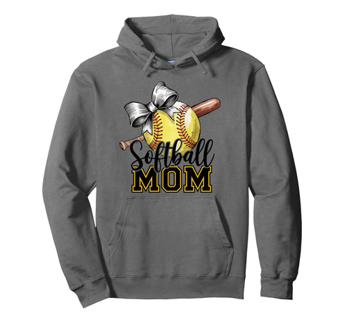 Softball Mama Coquette Bow Game Day Hoodie - Aesthetic Graphic for Adults - T-Shirt, Sweatshirt, Hoodie