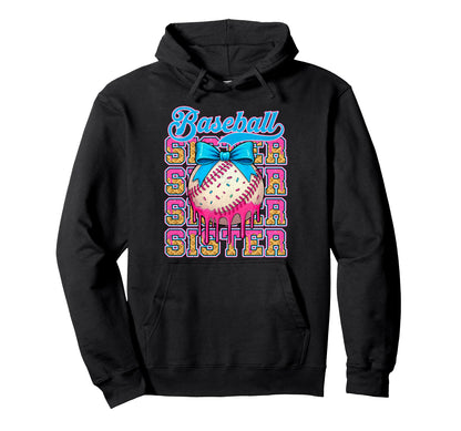 Baseball Sister Ice Cream Drip Coquette Bow Hoodie - Unique Graphic Unisex - T-Shirt, Sweatshirt, Hoodie