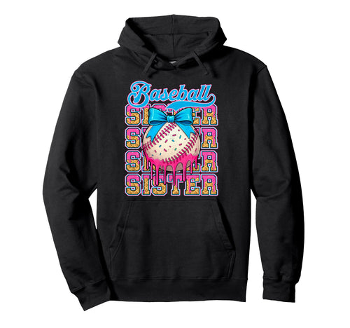 Baseball Sister Ice Cream Drip Coquette Bow Hoodie - Unique Graphic Unisex - T-Shirt, Sweatshirt, Hoodie