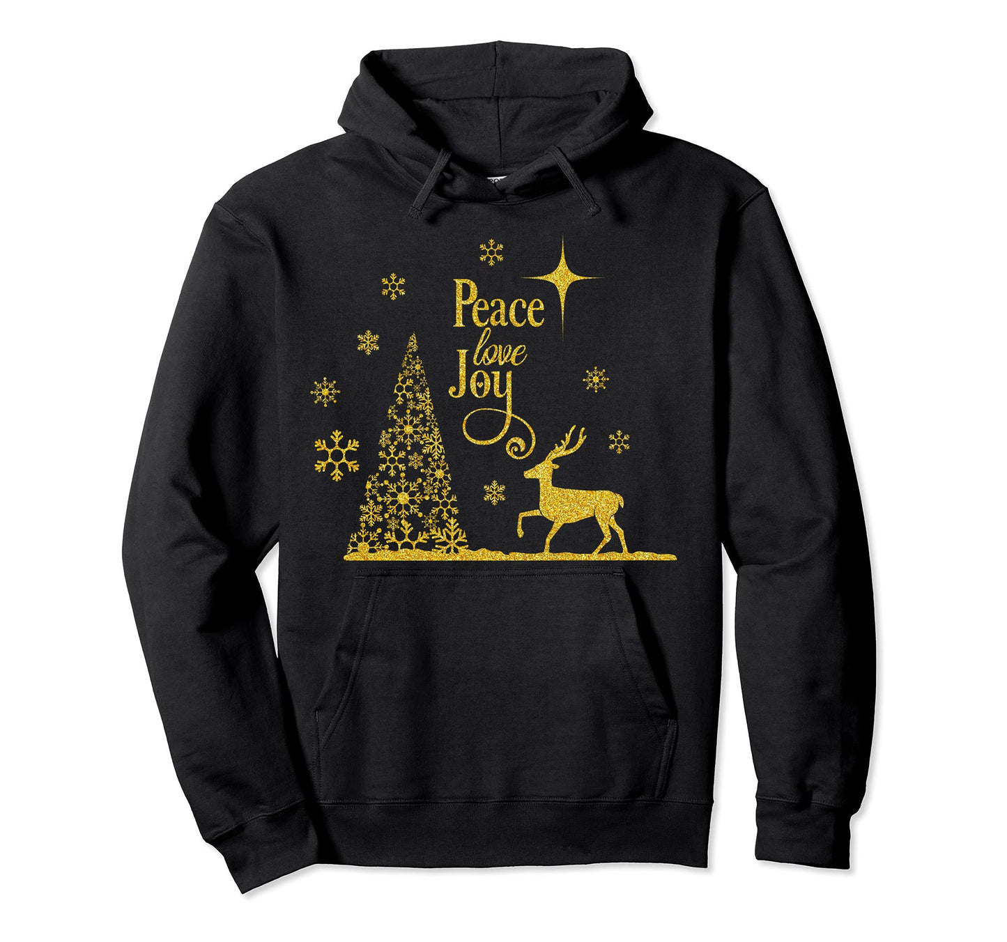 Peace Love Joy Tree Reindeer Snowflake Hoodie - Streetwear Style Men Women - T-Shirt, Sweatshirt, Hoodie