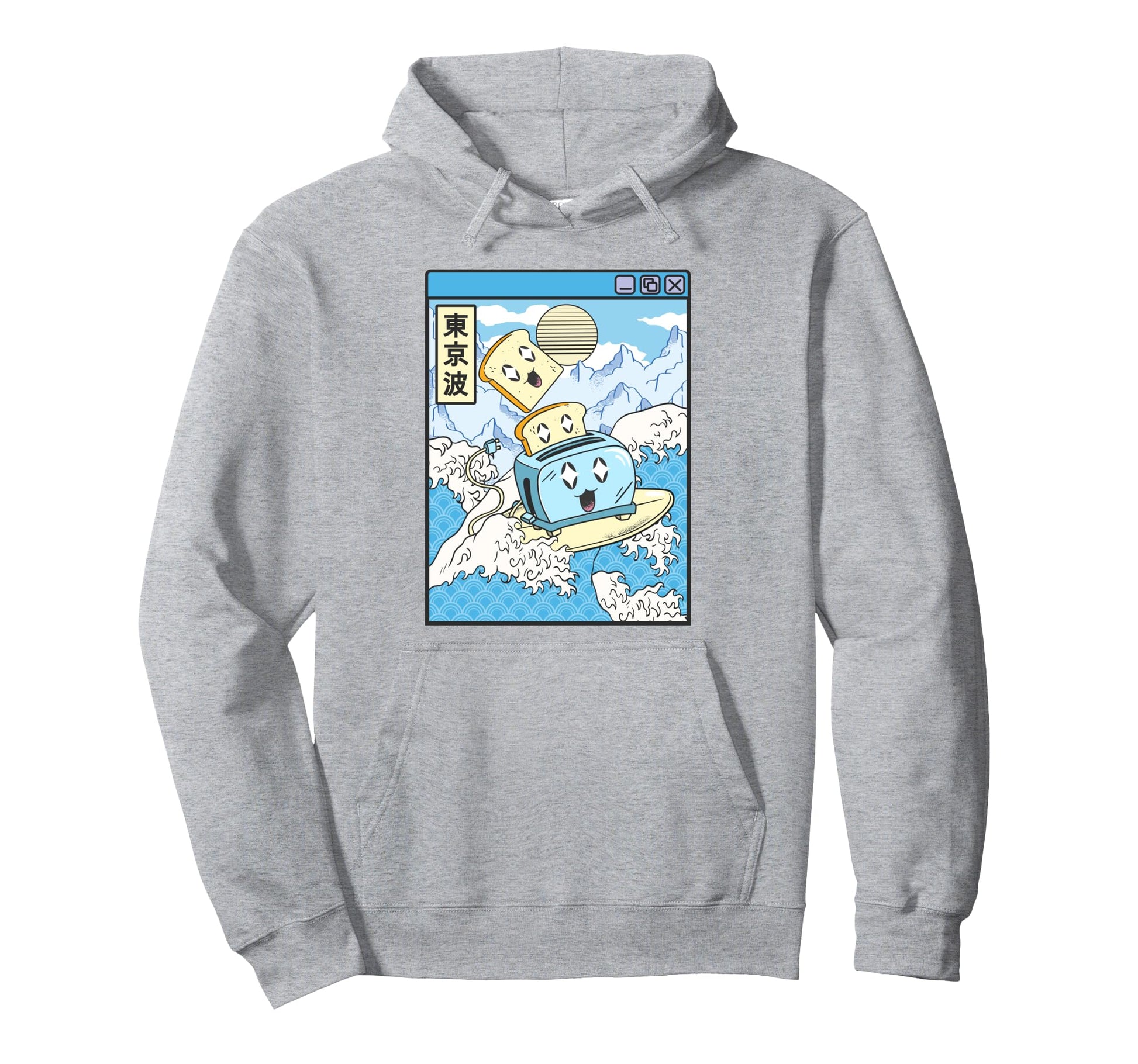 Surfing Toaster Happy Toast Japan Hoodie - Fun Novelty Design Men Women - T-Shirt, Sweatshirt, Hoodie