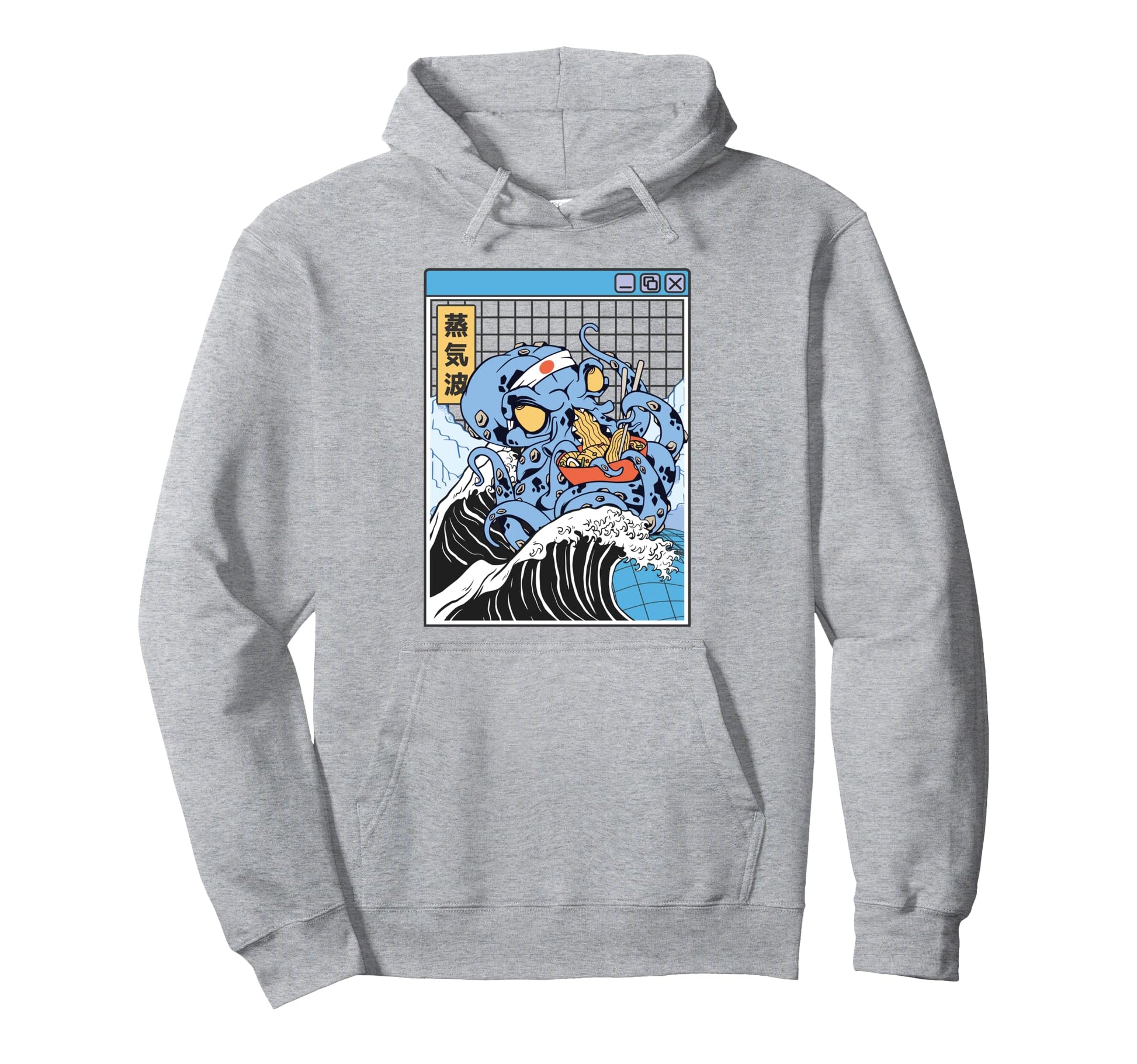 Kraken Eating Ramen Kanagawa Wave Octopus Hoodie - Graphic Print Unisex - T-Shirt, Sweatshirt, Hoodie