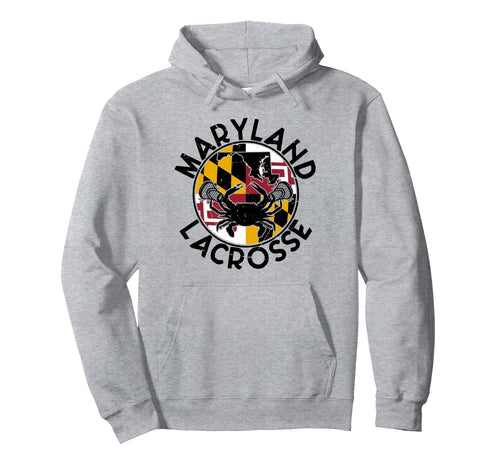 Lacrosse Player Maryland Flag Crap Hoodie - Minimalist Print for Adults - T-Shirt, Sweatshirt, Hoodie