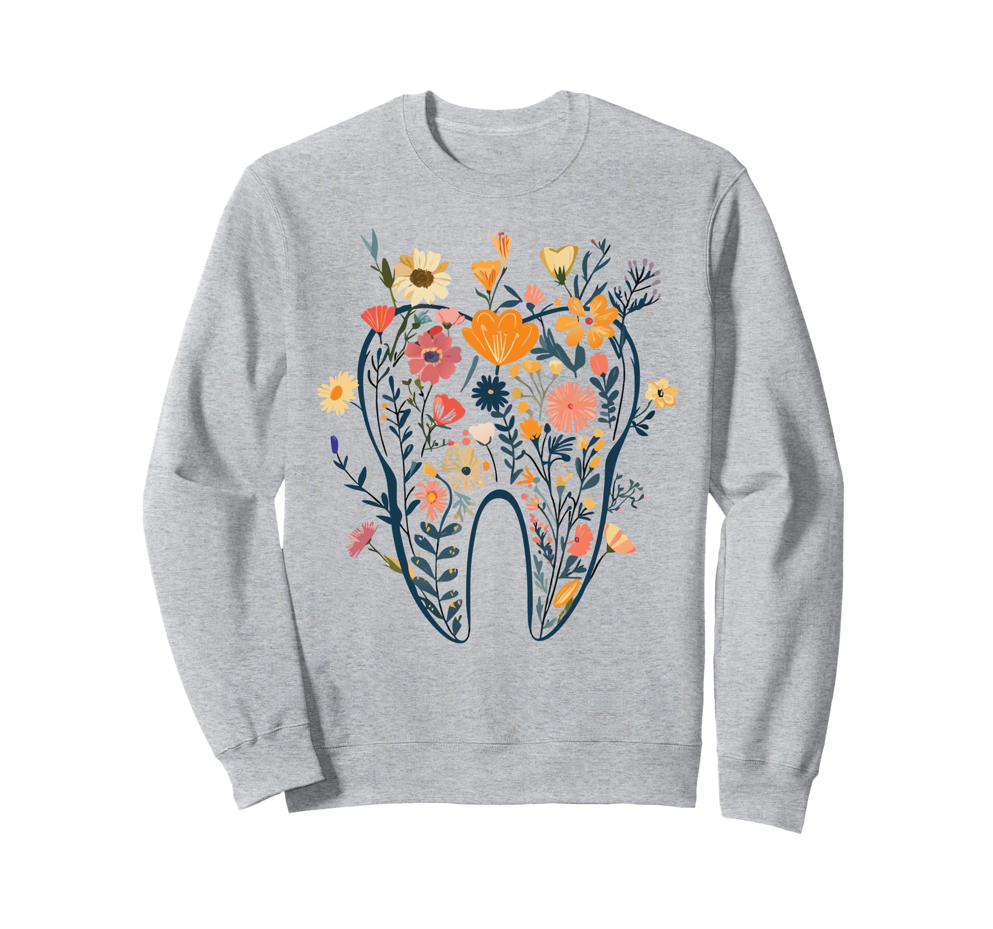 Floral Tooth Boho Flower Dental Sweatshirt - Trendy Graphic for Adults - T-Shirt, Sweatshirt, Hoodie