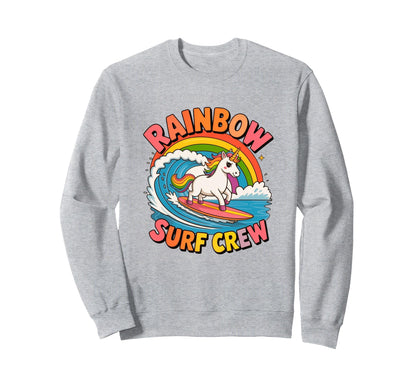 Rainbow Unicorn Surfing Wave Fantasy Sweatshirt - Novelty Apparel Unisex - T-Shirt, Sweatshirt, Hoodie