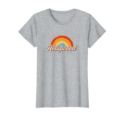 Hollywood California Ca Rainbow 70S T-Shirt - Graphic Print Unisex - T-Shirt, Sweatshirt, Hoodie