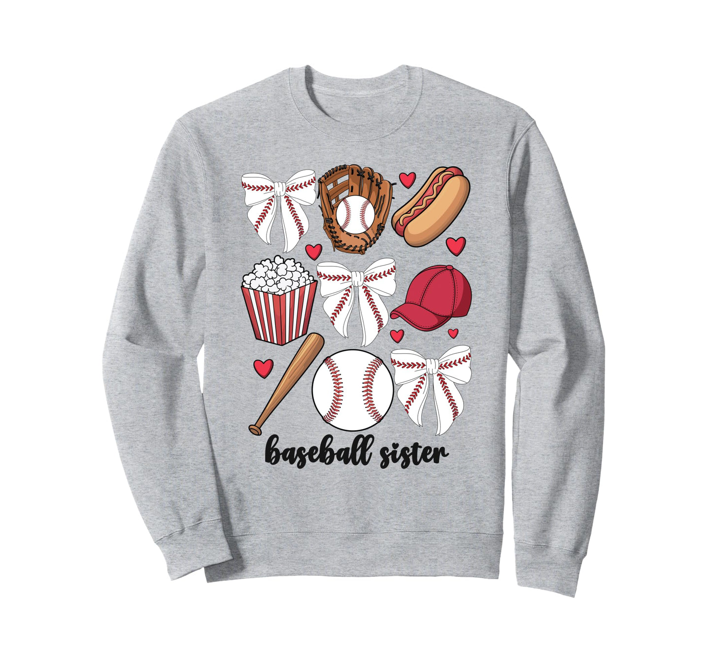 Baseball Sister Coquette Bow Baseball Sweatshirt - Minimalist Print Unisex - T-Shirt, Sweatshirt, Hoodie