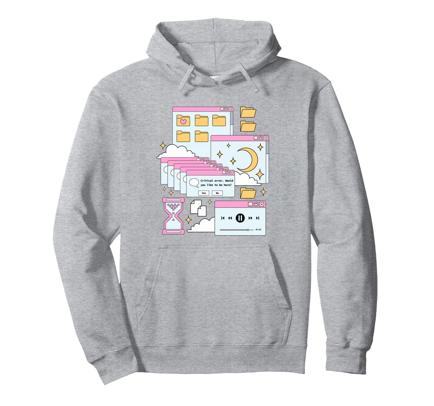Vaporwave Browser Kawaii E Aesthetic Hoodie - Novelty Apparel for Adults - T-Shirt, Sweatshirt, Hoodie
