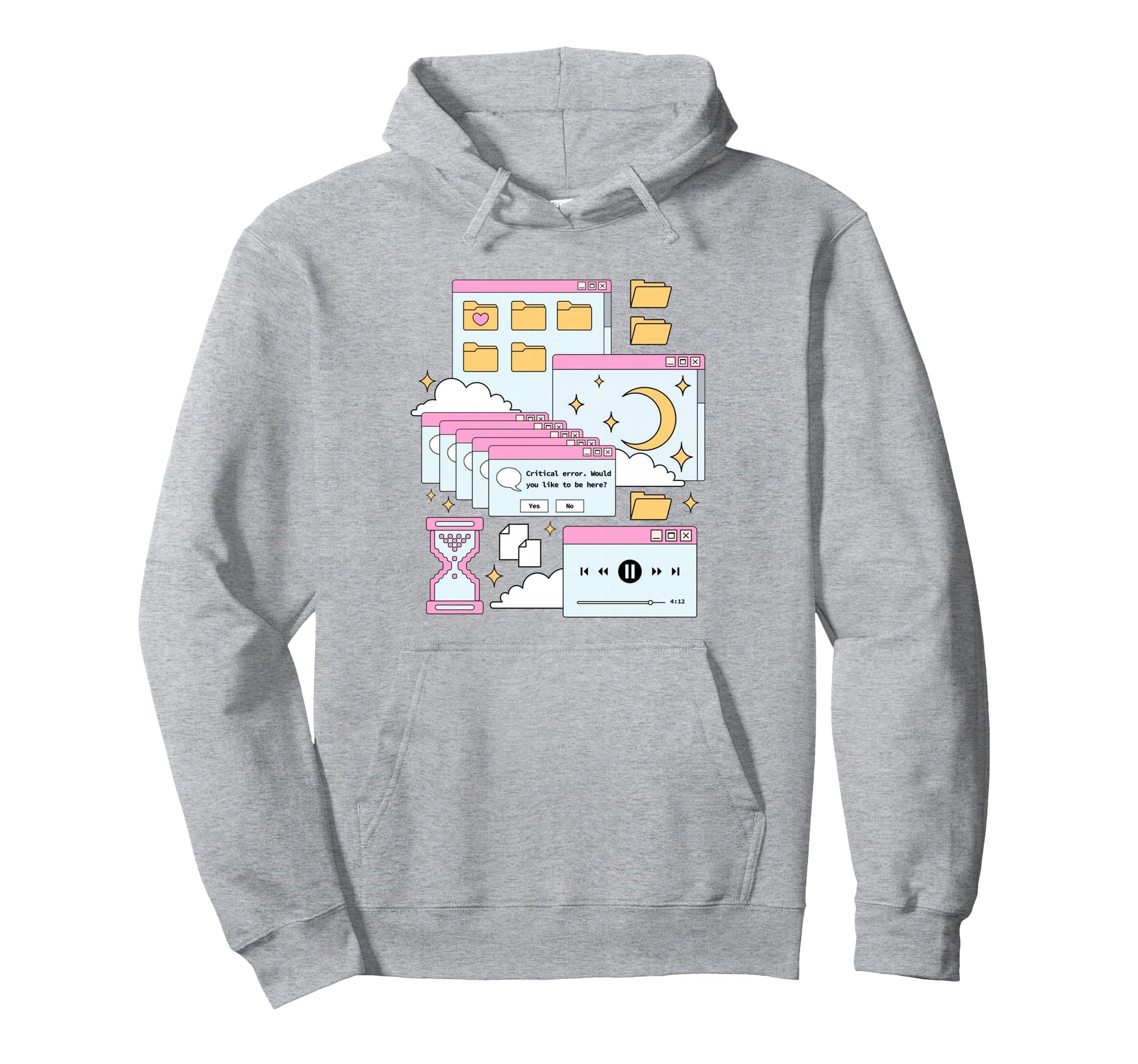 Vaporwave Browser Kawaii E Aesthetic Hoodie - Novelty Apparel for Adults - T-Shirt, Sweatshirt, Hoodie