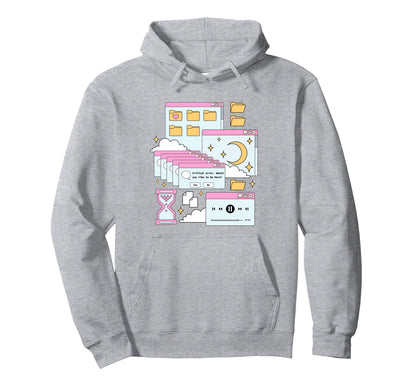 Vaporwave Browser Kawaii E Aesthetic Hoodie - Novelty Apparel for Adults - T-Shirt, Sweatshirt, Hoodie