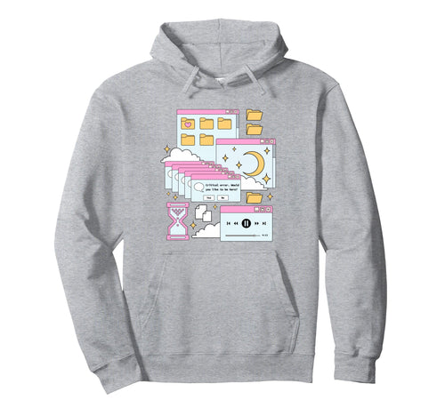 Vaporwave Browser Kawaii E Aesthetic Hoodie - Novelty Apparel for Adults - T-Shirt, Sweatshirt, Hoodie
