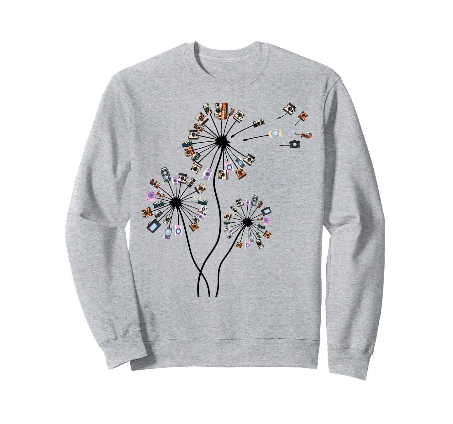 Photographer Camera Dandelion Sweatshirt - Fun Novelty Design for Adults - T-Shirt, Sweatshirt, Hoodie