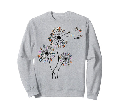 Photographer Camera Dandelion Sweatshirt - Fun Novelty Design for Adults - T-Shirt, Sweatshirt, Hoodie