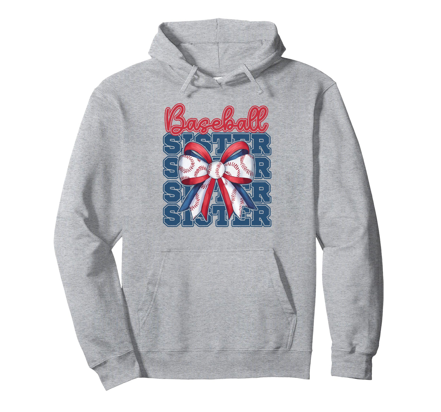 Baseball Sister Coquette Bow Sport Hoodie - Graphic Print for Adults - T-Shirt, Sweatshirt, Hoodie