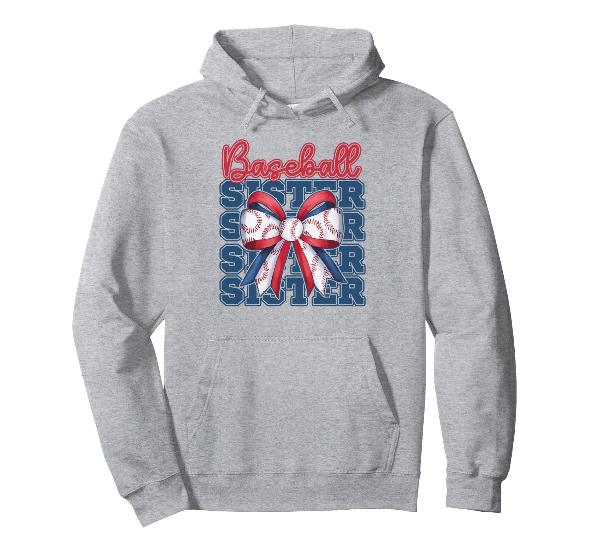 Baseball Sister Coquette Bow Sport Hoodie - Graphic Print for Adults - T-Shirt, Sweatshirt, Hoodie