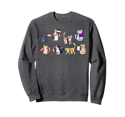Pride Flags Cat Lgbt Pride Sweatshirt - Custom Art Print for Adults - T-Shirt, Sweatshirt, Hoodie