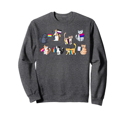 Pride Flags Cat Lgbt Pride Sweatshirt - Custom Art Print for Adults - T-Shirt, Sweatshirt, Hoodie