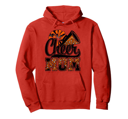 Cheer Mom Orange Leopard Cheerleader Hoodie - Novelty Apparel Unisex - T-Shirt, Sweatshirt, Hoodie