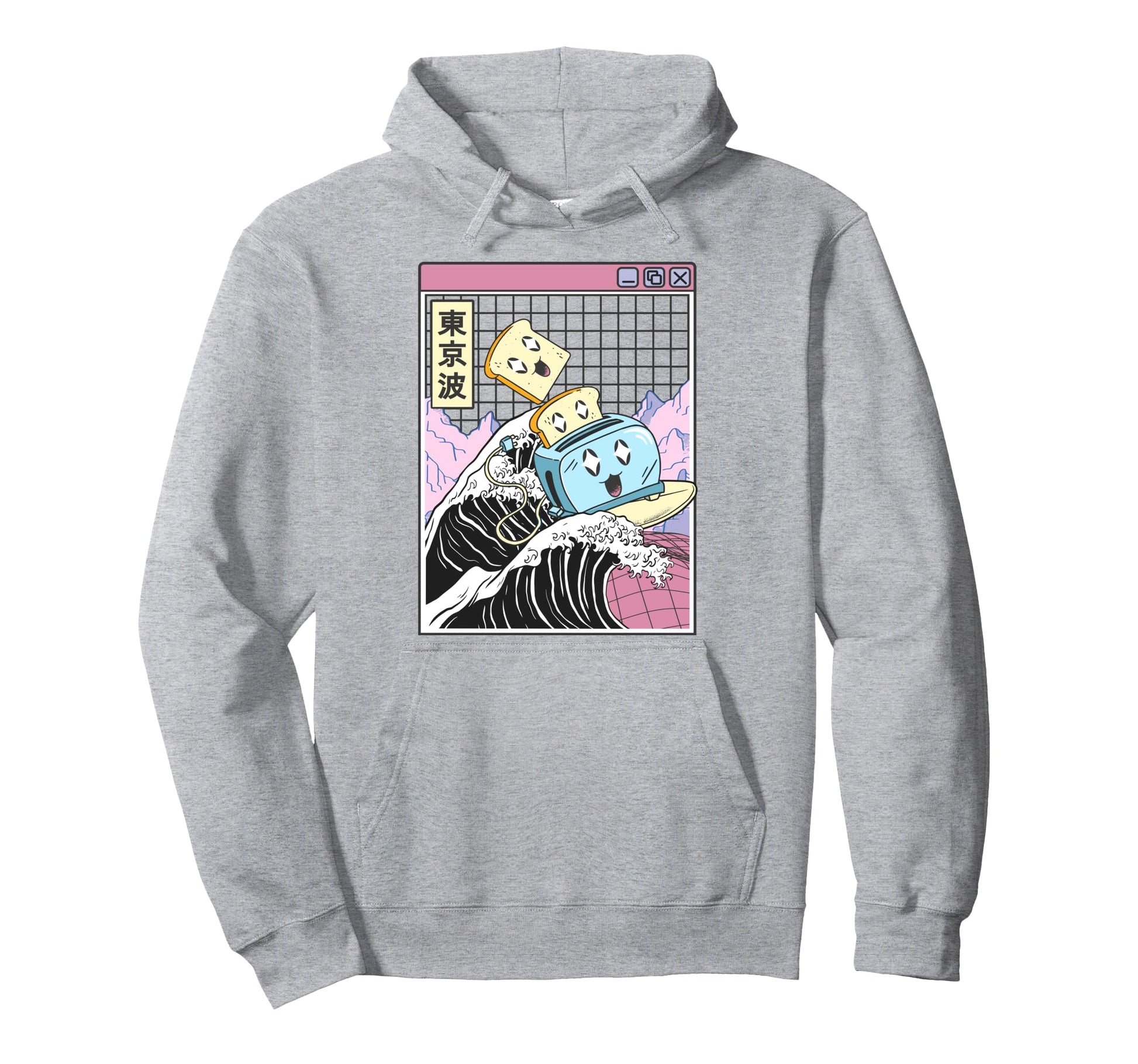 Happy Toaster Surfing Kanagawa Japan Hoodie - Aesthetic Graphic for Adults - T-Shirt, Sweatshirt, Hoodie