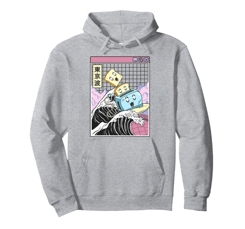 Happy Toaster Surfing Kanagawa Japan Hoodie - Aesthetic Graphic for Adults - T-Shirt, Sweatshirt, Hoodie