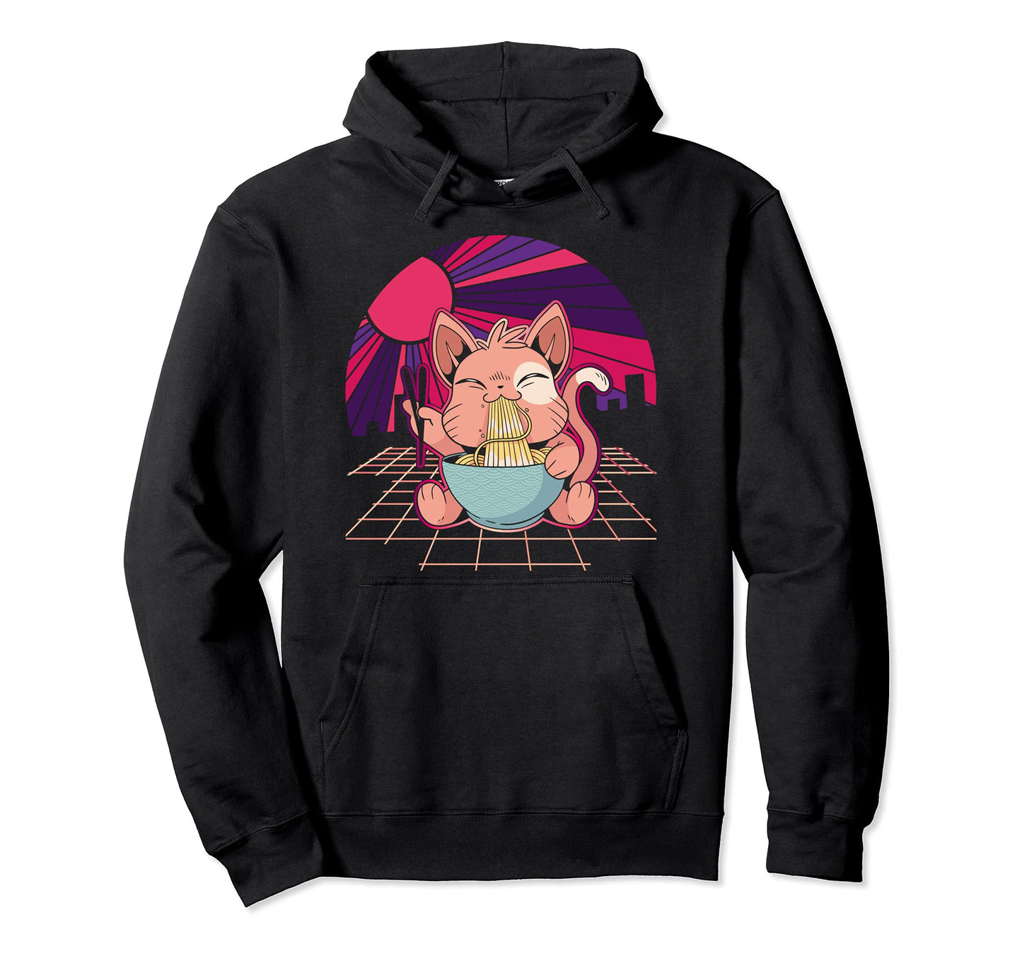 Kawaii Cat Ramen Lover Anime Japan Hoodie - Novelty Apparel for Adults - T-Shirt, Sweatshirt, Hoodie