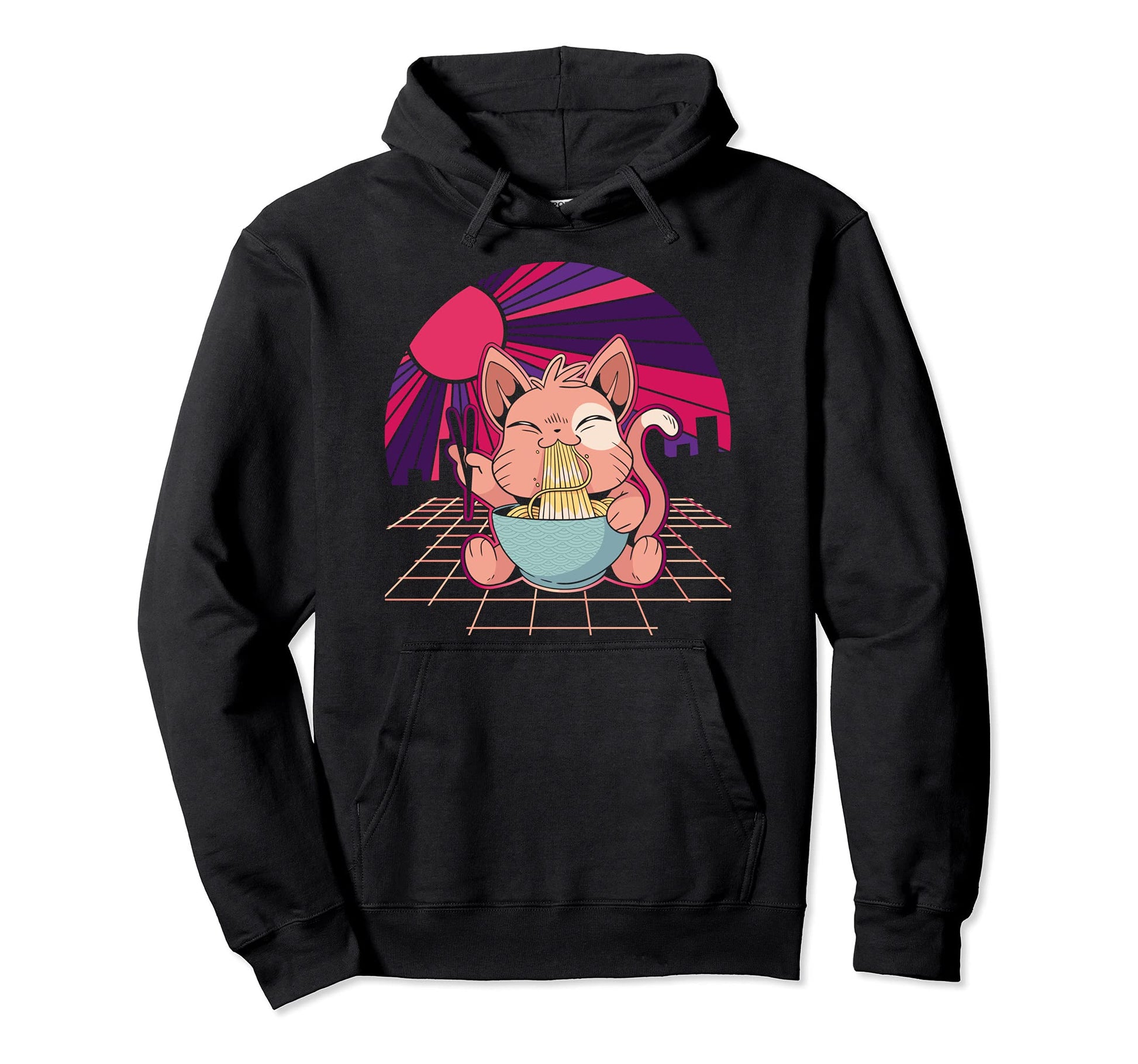 Kawaii Cat Ramen Lover Anime Japan Hoodie - Novelty Apparel for Adults - T-Shirt, Sweatshirt, Hoodie