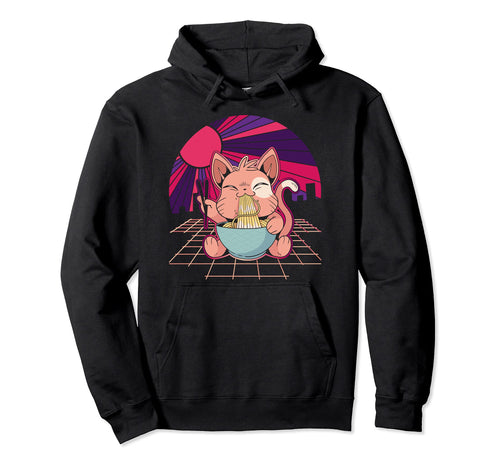 Kawaii Cat Ramen Lover Anime Japan Hoodie - Novelty Apparel for Adults - T-Shirt, Sweatshirt, Hoodie