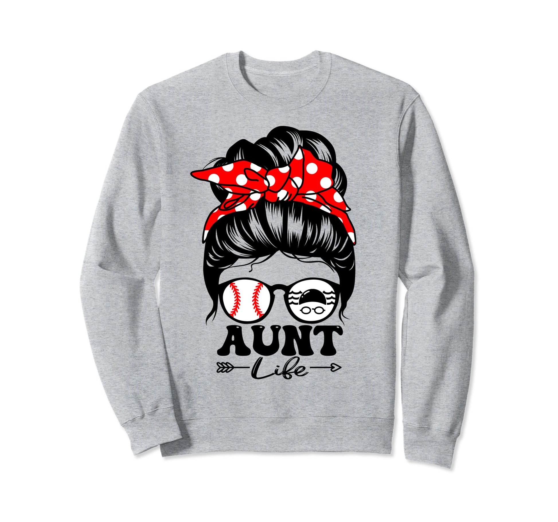 Aunt Life Messy Bun Hair Funny Swim Sweatshirt - Graphic Print Men Women - T-Shirt, Sweatshirt, Hoodie