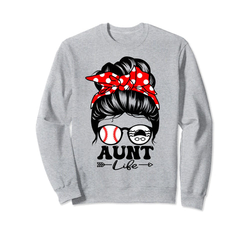 Aunt Life Messy Bun Hair Funny Swim Sweatshirt - Graphic Print Men Women - T-Shirt, Sweatshirt, Hoodie