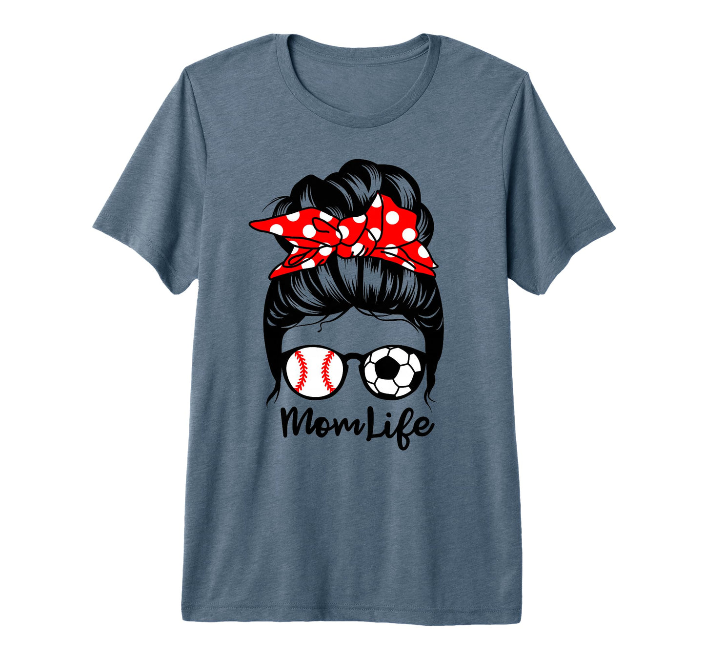 Mom Life Messy Bun Hair Funny Baseball T-Shirt - Trendy Graphic Unisex - T-Shirt, Sweatshirt, Hoodie