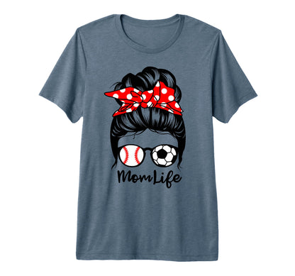 Mom Life Messy Bun Hair Funny Baseball T-Shirt - Trendy Graphic Unisex - T-Shirt, Sweatshirt, Hoodie