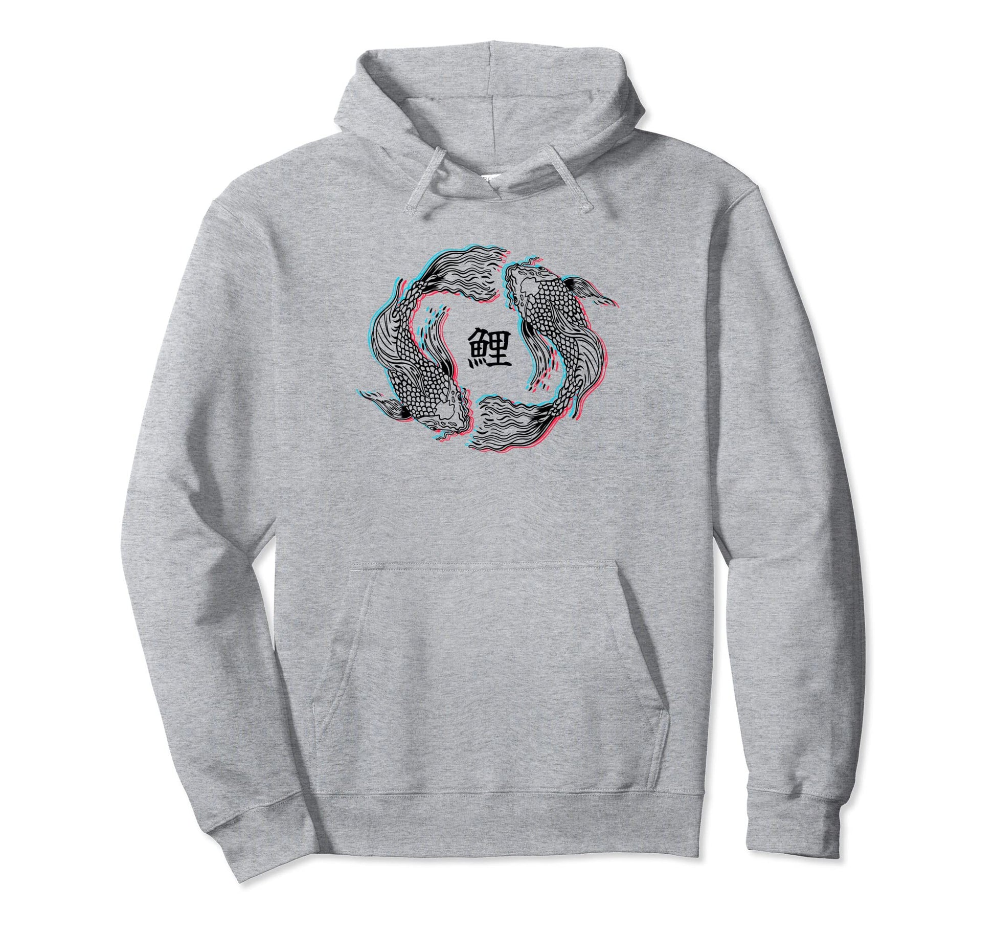 Glitch Effect Japanese Koi Fish Hoodie - Streetwear Style for Adults - T-Shirt, Sweatshirt, Hoodie