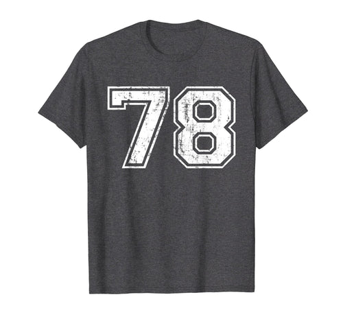 Number 78 Varsity Distressed Sports Team T-Shirt - Custom Art Print Unisex - T-Shirt, Sweatshirt, Hoodie