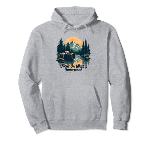 Mountainous Hiking Photographer Camera Hoodie - Trendy Graphic for Adults - T-Shirt, Sweatshirt, Hoodie