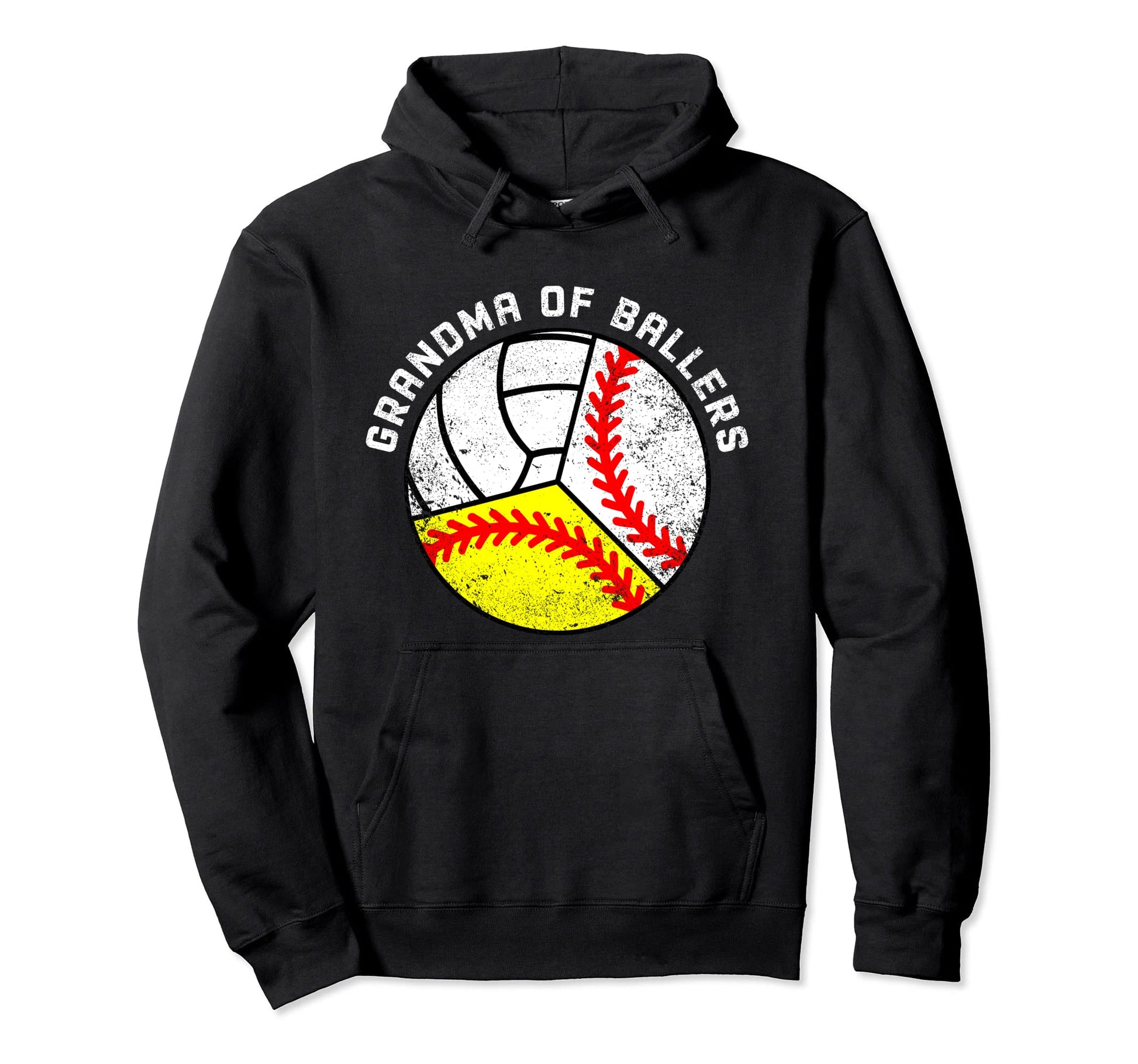 Grandma Ballers Funny Baseball Hoodie - Novelty Apparel for Adults - T-Shirt, Sweatshirt, Hoodie