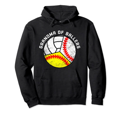 Grandma Ballers Funny Baseball Hoodie - Novelty Apparel for Adults - T-Shirt, Sweatshirt, Hoodie