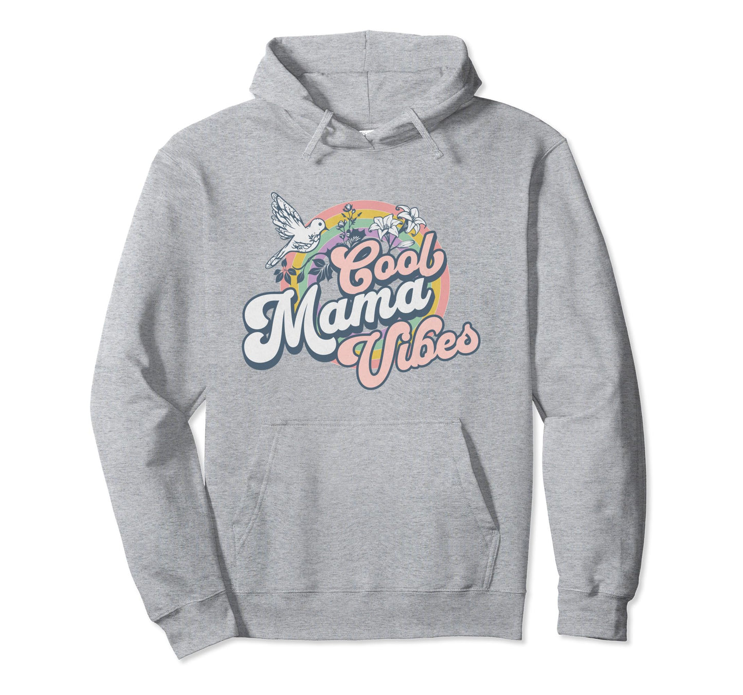 Mama Vibes Trendy Pastel Rainbow Mom Hoodie - Graphic Print for Adults - T-Shirt, Sweatshirt, Hoodie