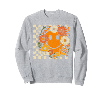 Boho Floral Fall Smile Face Sweatshirt - Novelty Apparel Men Women - T-Shirt, Sweatshirt, Hoodie