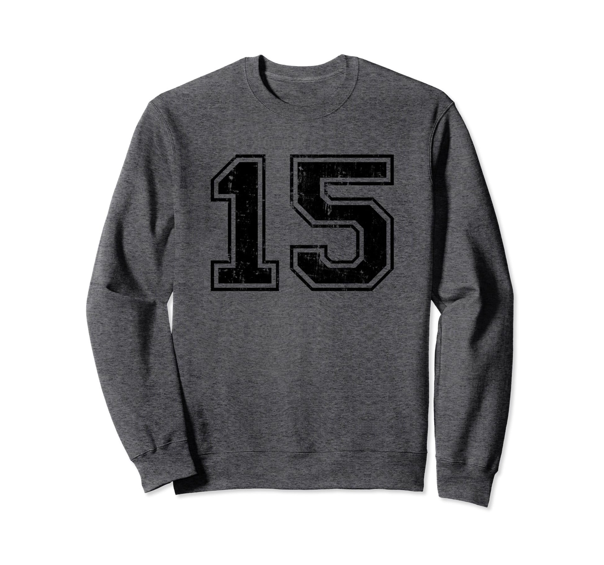 Number 15 Varsity Distressed Sweatshirt - Fun Novelty Design Men Women - T-Shirt, Sweatshirt, Hoodie