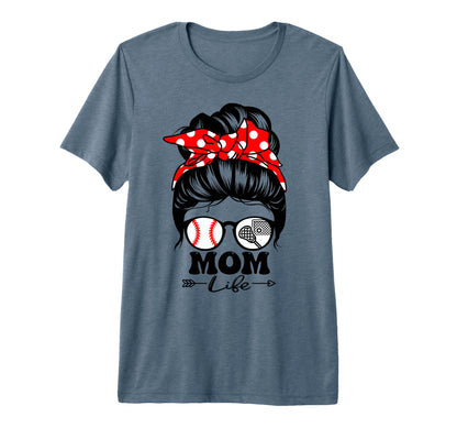 Mom Life Messy Bun Hair Funny Baseball T-Shirt - Streetwear Style Unisex - T-Shirt, Sweatshirt, Hoodie