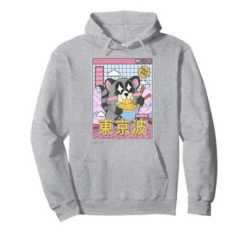 Raccoon Eating Ramen Kawaii Vaporwave Hoodie - Fun Novelty Design Unisex - T-Shirt, Sweatshirt, Hoodie