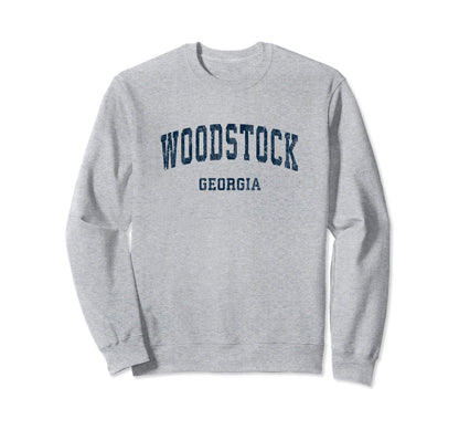 Woodstock Georgia Ga Varsity Sports Navy Sweatshirt - Graphic Print Unisex - T-Shirt, Sweatshirt, Hoodie