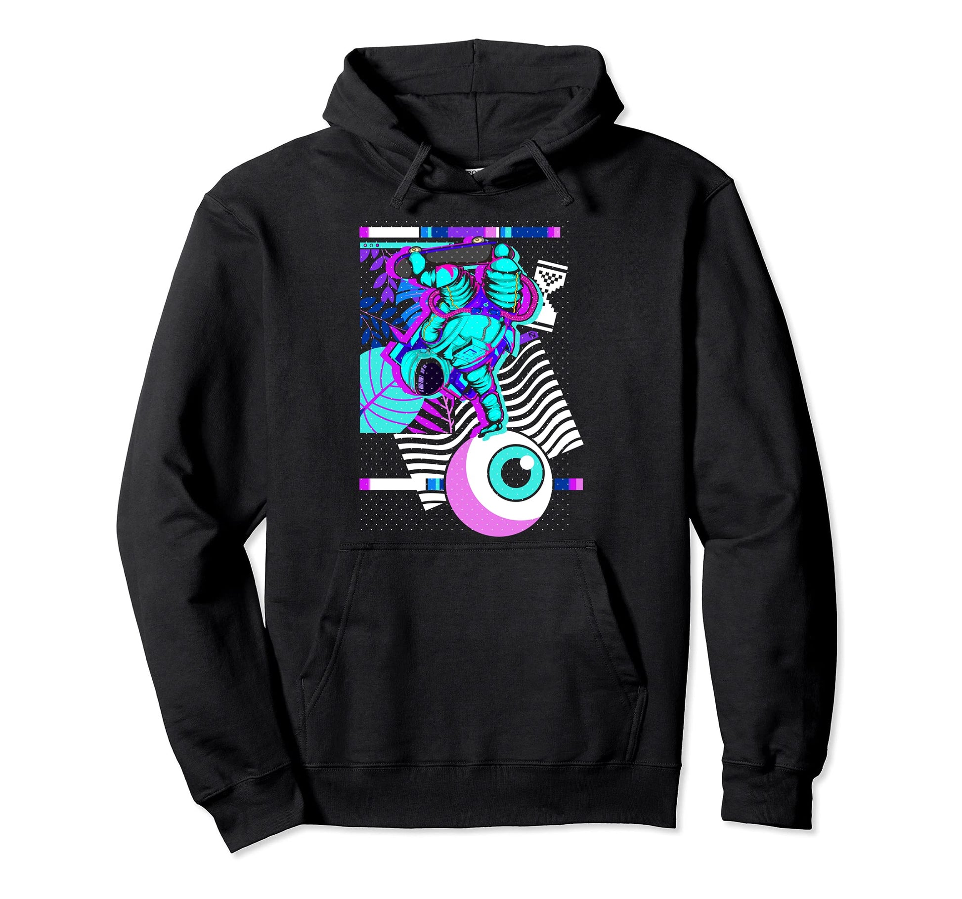 Eye 90S Aesthetics Synthwave Hoodie - Casual Everyday Wear Men Women - T-Shirt, Sweatshirt, Hoodie