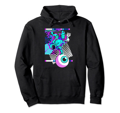 Eye 90S Aesthetics Synthwave Hoodie - Casual Everyday Wear Men Women - T-Shirt, Sweatshirt, Hoodie