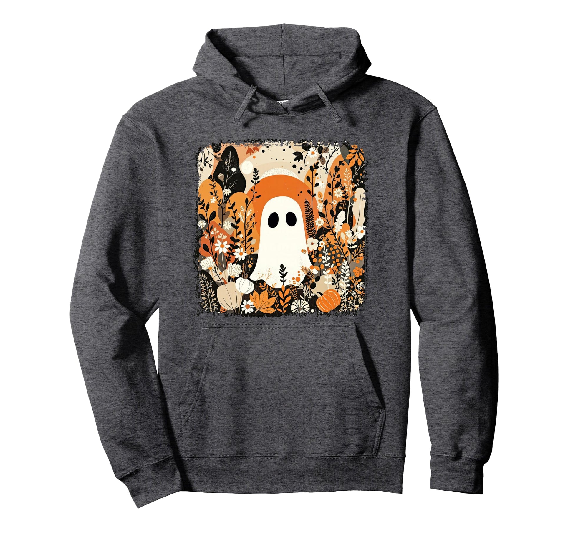 Halloween Ghost Spooky Season Boho Floral Hoodie - Custom Art Print Unisex - T-Shirt, Sweatshirt, Hoodie