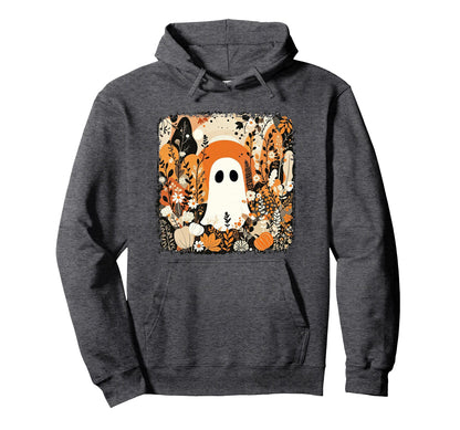Halloween Ghost Spooky Season Boho Floral Hoodie - Custom Art Print Unisex - T-Shirt, Sweatshirt, Hoodie