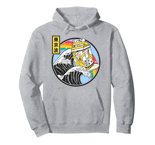 Banana Milk Carton Surfing Wave Rainbow Hoodie - Graphic Print Unisex - T-Shirt, Sweatshirt, Hoodie
